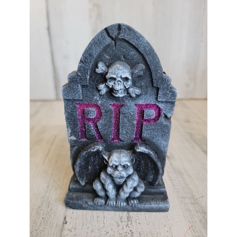 Rip mini Tombstone glitter gargoyle Halloween home decor